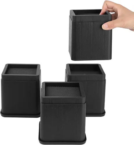 Vista 12 de BTSD-home Elevadores de cama de 2 o 4 pulgadas, resistentes, apilables, elevadores de muebles para sofá, mesa, silla, cama, bloques de elevadores