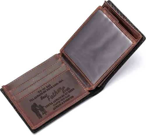 Vista 3 de Cartera de cuero grabada personalizada para papá hijo marido novio cumpleaños día del padre San Valentín Navidad aniversario graduación boda regalo