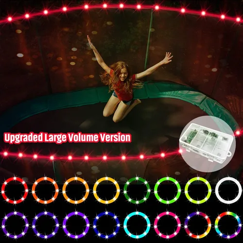 Vista 9 de Luces LED para cama elástica, luces con control remoto para borde de cama elástica de 8 pies, 16 colores que puedes cambiar tú mismo, impermeables