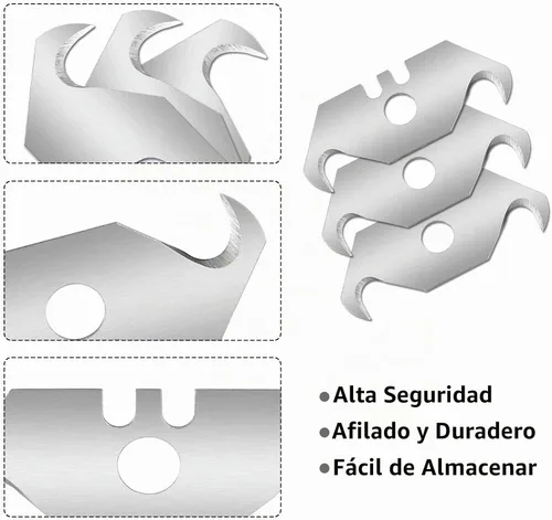 Vista 2 de Bonsicoky Cuchillas de afeitar de acero de 50PCS Utility Hook Blades Paquete de 50