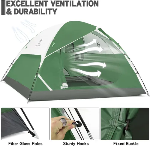 Vista 4 de CAMEL CROWN 4/6 Person Tent Waterproof Lightweight Portable Backpacking Tent for Outdoor Camping Hiking