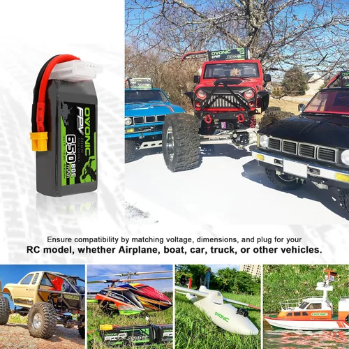Vista 5 de OVONIC 4s Lipo Batería 80C 650mAh 14.8V Lipo Batería con XT30 Conector para RC FPV Racing Drone Quadcopter