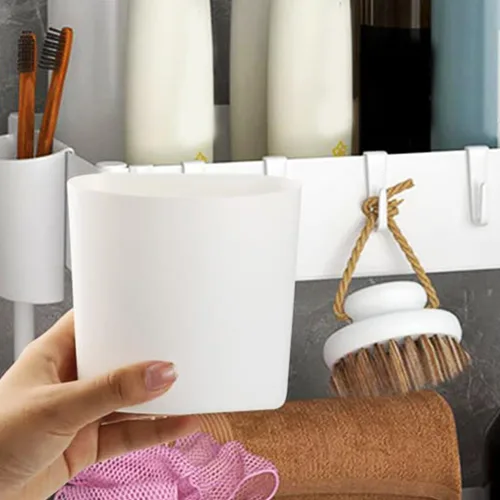Vista 8 de Zerodeko Soporte para tazas colgantes, organizador de carrito rodante, accesorios de 4 piezas, cesta de almacenamiento, cubo colgante, contenedores