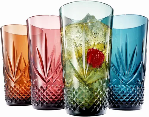 Vista 11 de Khen Vasos de cóctel y Martini Coupé de Tritan inastillables, resellables Juego de 4 vasos de cristal similar, reutilizables, irrompibles e Mixto
