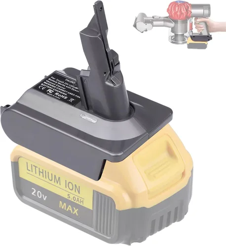Vista 9 de Adaptador DW20V6 - Compatible con aspiradoras Dyson serie V6 y para batería de litio DeWalt 20V