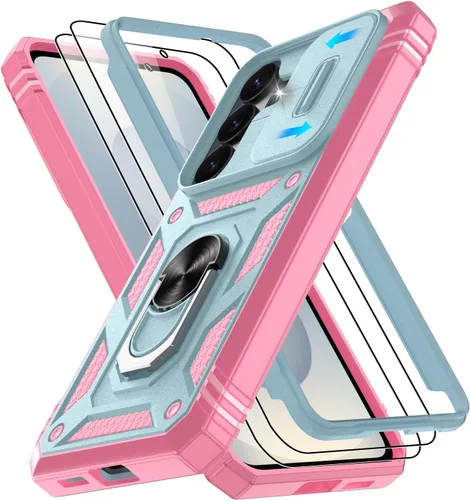 Vista 115 de Gritup Funda para Google Pixel 6 con cubierta deslizante para cámara y protector de pantalla (2 unidades), soporte de anillo giratorio 360°, funda