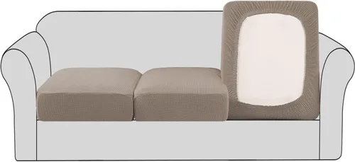 Vista 31 de Fundas para sofá seccional, 1 funda para diván en forma de L, funda separada para sofá seccional izquierdo y derecho (1 diván, gris claro)