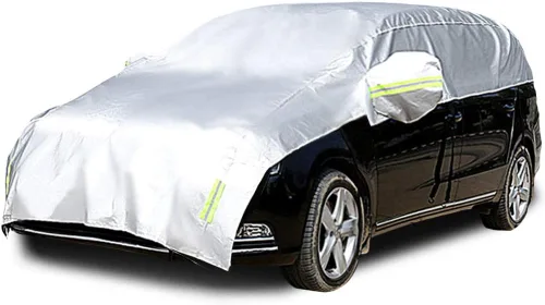 Vista 11 de Funda para la mitad del coche para todo tipo de clima, cubierta para el cuerpo del coche, parasol, cubierta de nieve, impermeable, resistente a