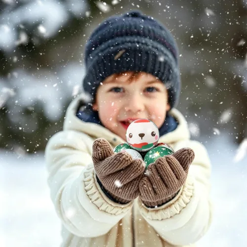 Vista 6 de Anboor Juego de 12 bolas antiestrés de muñeco de nieve de Navidad, Papá Noel, Kawaii