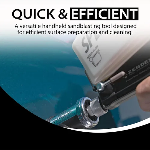 Vista 5 de Zendex Tool - SpeedBlaster portátil multimedia Blaster en blanco - Kit de pistola de arena de mano para compresor de aire - Pistola de chorro