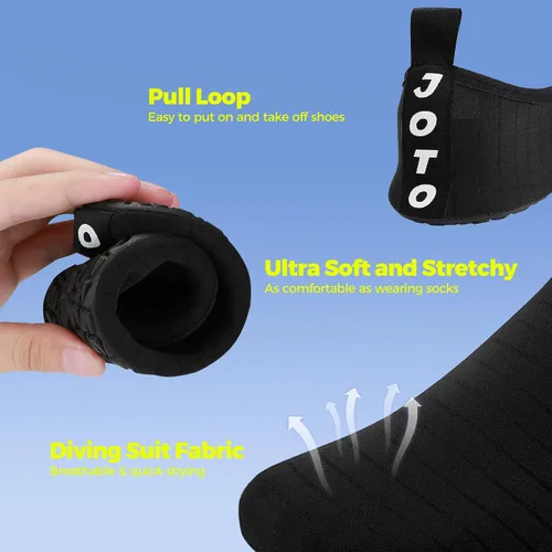 Vista 4 de JOTO Zapatos de agua para mujeres y hombres, calcetines acuáticos transpirables de secado rápido, suela de goma antideslizante flexible, ligeros