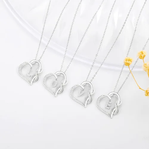 Vista 7 de Collares con inicial de corazón para mujer, collar con inicial infinita para regalos de adolescentes y niñas