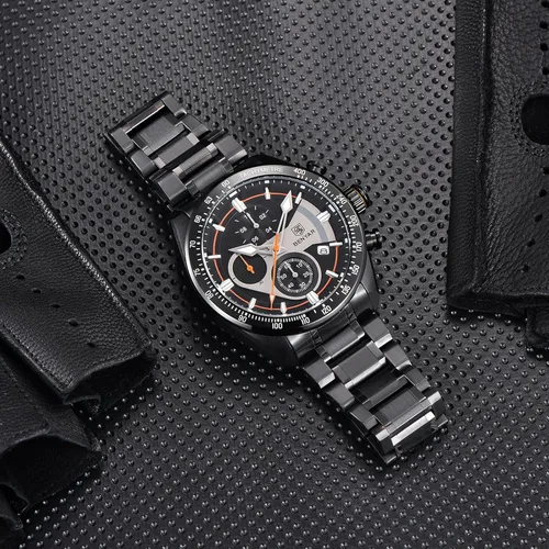 Vista 4 de BY BENYAR Men Watch Quartz Chronograph Stainless Steel Strap Analogue Date Display Sports Leisure Business 30M Waterproof Elegant Gifts for Men