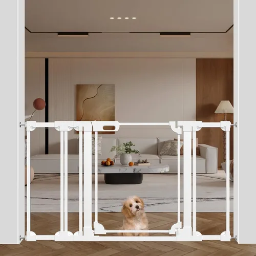 Vista 17 de WAOWAO Puerta de bebé de acrílico transparente de 40 pulgadas extra alta para escaleras, diseño moderno, puerta de acrílico con cierre automático