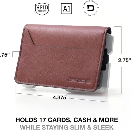 Vista 4 de Dango D01 Dapper EDC Wallet - Hecho en Estados Unidos - Cuero genuino aluminio CNC y bloqueo RFID