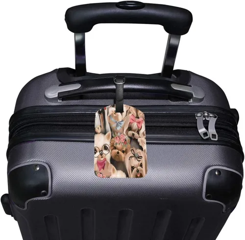 Vista 2 de Etiqueta de equipaje de viaje para guitong, diseño de dinosaurio, T Rex, cabeza de bestia salvaje, etiqueta de mochila, maleta identificador
