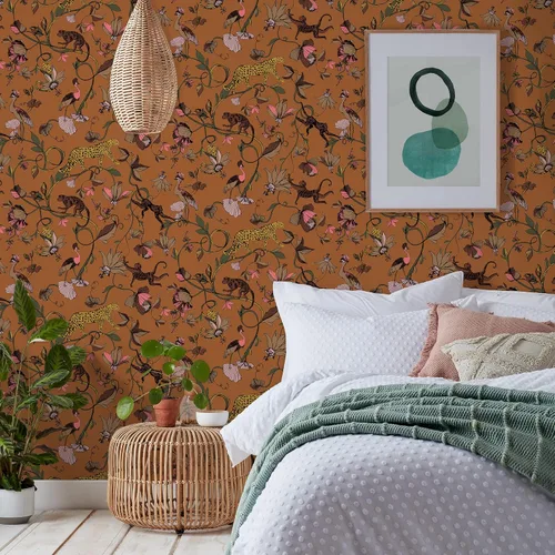 Vista 2 de furn. Papel pintado impreso exótico Wildlings tropical, Sienna
