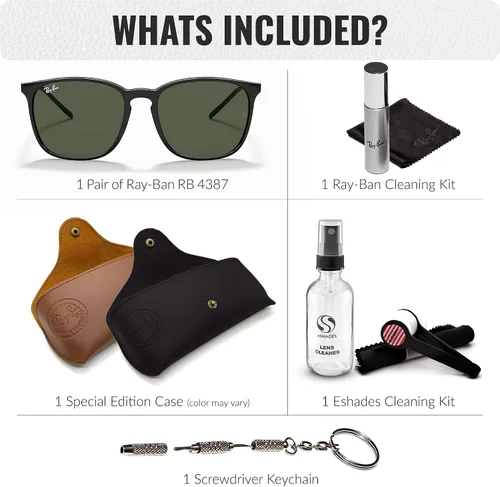 Vista 2 de Ray-Ban RB4387 Square Shaped Sunglasses for Men & Women with Official RAYBAN Eyewear Kit