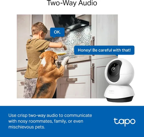 Vista 4 de TP-Link Tapo - Cámara de seguridad Pan/Tilt de 2K QHD para cámara de mascotas, monitor de bebé, detección de movimiento, seguimiento de movimiento