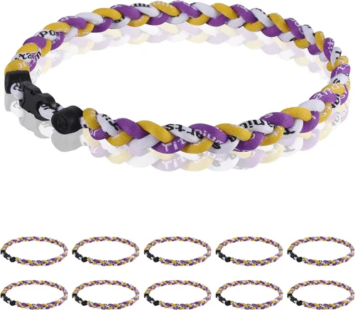 Vista 22 de Paquete de 12 Collares de Béisbol de 18 Pulgadas, Regalo de Equipo para Fanáticos de Béisbol, Diseño de Cuerda Tornado de Titanio Triple Trenzado