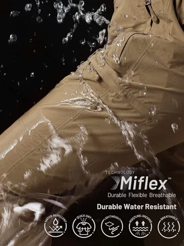 Vista 3 de MIER - Pantalón cargo para mujer, secado rápido, ligero, táctico, 6 bolsillos, elástico y resistente al agua