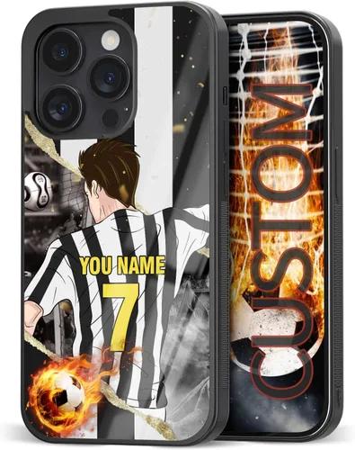 Vista 19 de Fundas personalizadas con nombre y número de fútbol para iPhone 11, 12, 13, 14, 15, 16, 17, 16 Pro Max Plus Mini, Samsung Galaxy Note10 Note20 S8 9