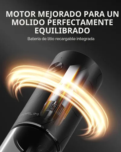 Vista 5 de FORLIM Juego de molinillo eléctrico de sal y pimienta, recargable por USB, molinillo automático de sal y pimienta con cubierta antipolvo, control