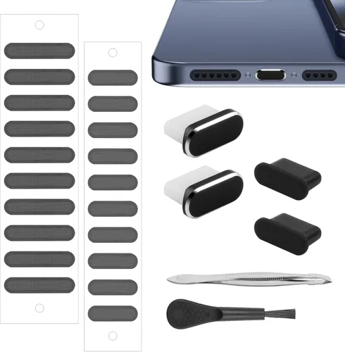 Vista 8 de Tapón antipolvo para iPhone, cubierta de altavoz para iPhone con kit de limpieza para iPhone 14 pro max/14 pro/14/13 pro max/13 pro max/13
