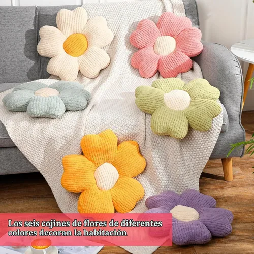 Vista 4 de Drydiet 6 Piezas Almohadas con Forma de Flor Margaritas Almohadas de Piso Cojines de Asiento con Forma de Flor de 15 Pulgadas para Leer Sofá Sillón