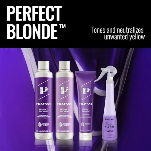 Vista 6 de Pravana The Perfect Blonde Seal & Protect Leave-In Conditioner Spray Treatment Detangler Neutralizes Brassy, Yellow Tones For Color Treated Hair