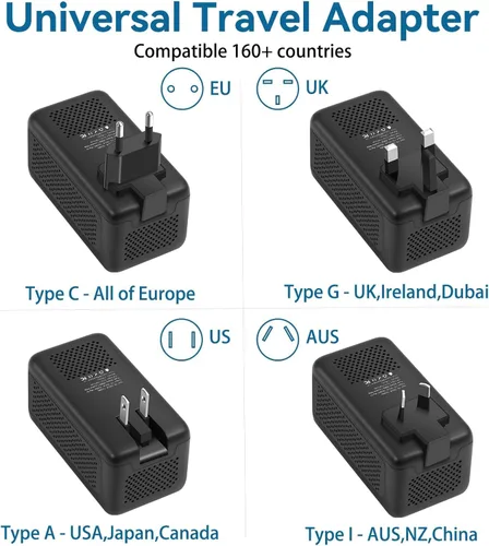 Vista 3 de Convertidor de voltaje actualizado de 2000 W, 220 V a 110 V de EE. UU. a Europa, adaptador de convertidor de corriente combinado para secador