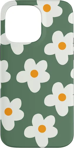 Vista 21 de Retro 60s flower vintage floral pattern sage green Groovy Case for iPhone 16
