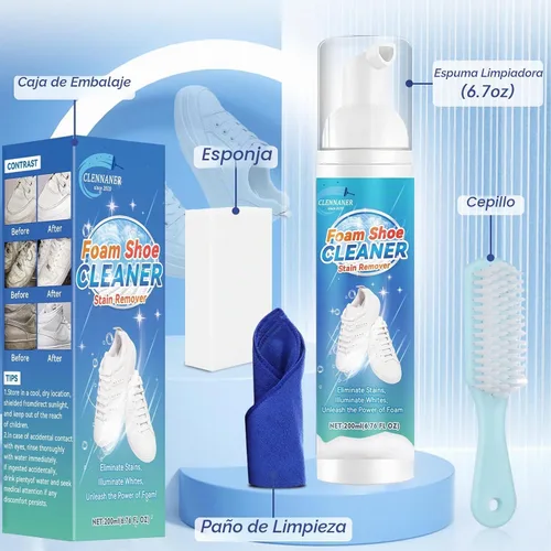 Vista 7 de White Shoe Cleaner, 6.76 Oz Shoe Cleaning Kit with Brush and Towel, Sneaker Cleaner Work on Leather, Knit, Canvas, Suede, PU