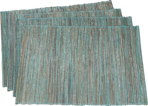 Vista 8 de Saro Lifestyle Melaya Collection - Mantel individual Nubby tejido brillante (juego de 4), 14 x 20 pulgadas, azul-gris