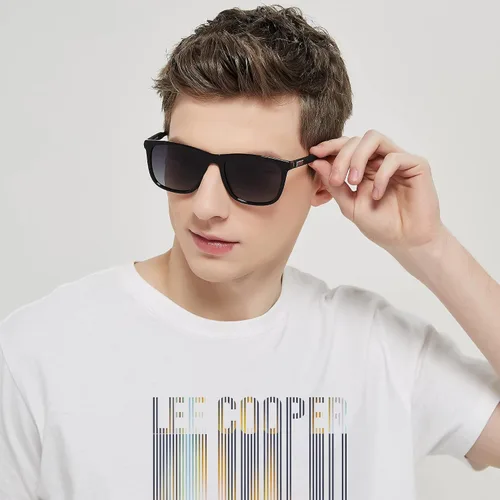Vista 4 de Lee Cooper Gafas de sol polarizadas cuadradas para hombre Gr.Grey Lens (LC1040C03), Negro