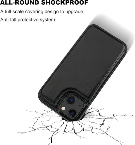 Vista 6 de ONETOP - Funda tipo cartera para iPhone 13 Mini con tarjetero, color negro Kickstand,ID/Cash Holder,Case Wallet with Card Slots,Double Magnetic