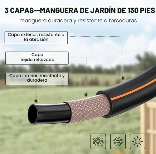 Vista 6 de Giraffe Tools Carrete de manguera de pared resistente, manguera retráctil de 5/8 pulgadas x 90 pies con rebobinado automático, giro de 180°, bloqueo