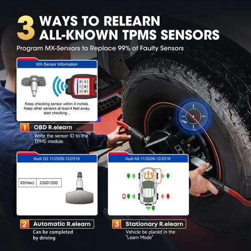 Vista 7 de Autel MaxiTPMS TS508WF KIT Herramienta de programación TPMS, con $300 8PCS Sensor y 4PCS válvulas, 2026 WiFi Ver de TS508 TS501 PRO TS408S TS601