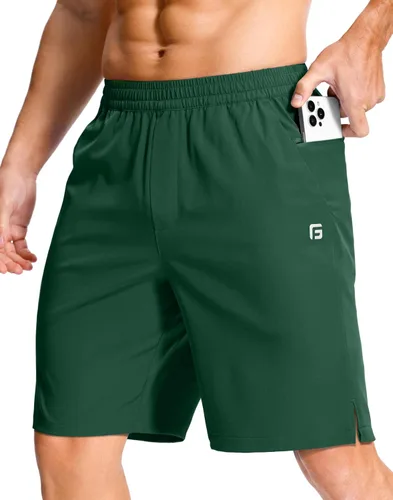 Vista 18 de GGJ Pantalones cortos deportivos ligeros para hombre con 2 bolsillos con cremallera de 7/5/9 pulgadas, pantalones cortos de tenis de secado rápido