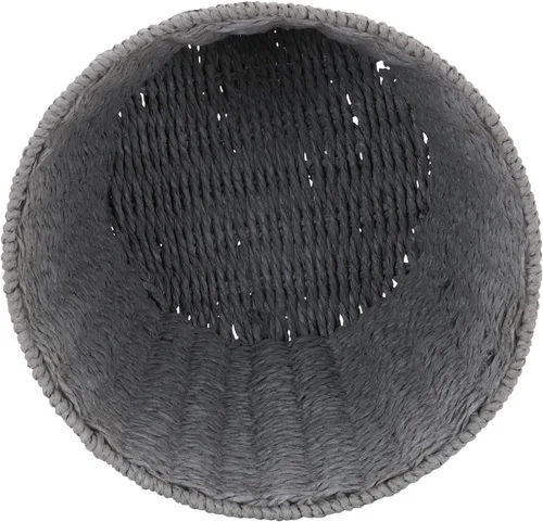 Vista 5 de Household Essentials Cesta de basura tejida, papelera de cuerda de papel gris para baño, dormitorio, oficina