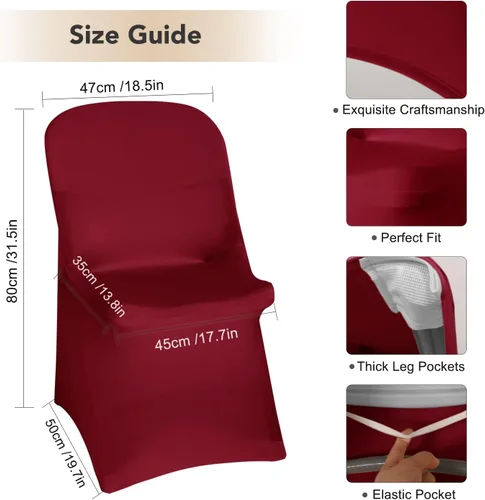 Vista 5 de Obstal 10 fundas elásticas de elastano para sillas plegables de fiesta, fundas universales para sillas ajustables, protectores para bodas