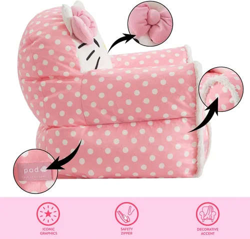 Vista 5 de Sanrio Hello Kitty - Puf figural, sofá de estructura suave con reposabrazos para niños, asiento cómodo para dormitorio o sala de juegos, a partir