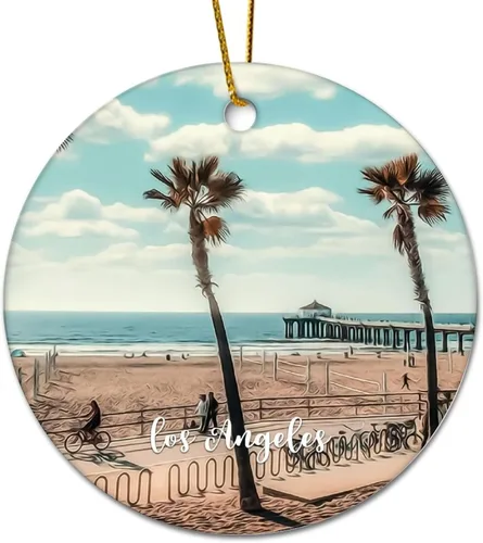 Vista 16 de Hawaii City Scene Building Cityscape Natural Landscape Decorative Ceramic Christmas Ornament for Xmas Tree Hanging Keepsake Holiday Ornaments