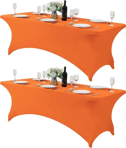 Vista 43 de Mantel de elastano para mesa de 6, 4 o 8 pies, universal, ajustable, para fiestas, banquetes, bodas y eventos, color verde manzana