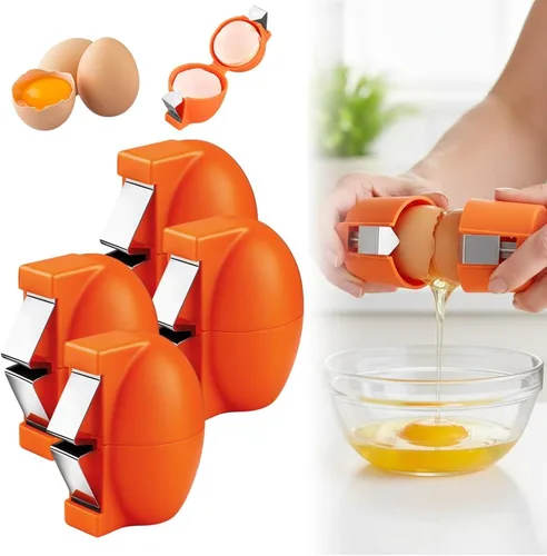 Vista 17 de Abridor de cáscara de huevo, separador de huevos de acero inoxidable para huevos crudos, herramienta de galleta, utensilios de cocina, cortador