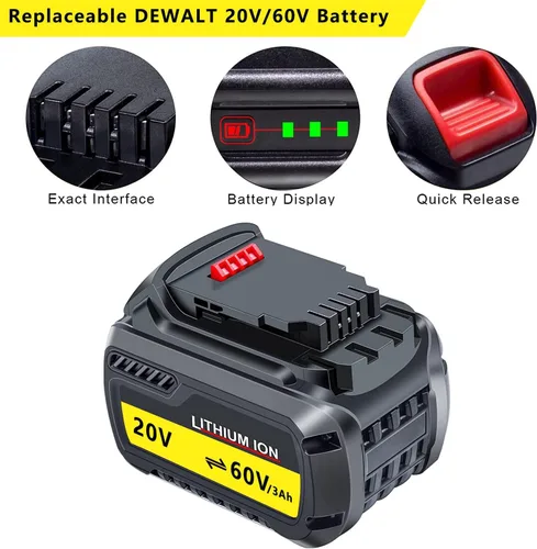 Vista 2 de DTK DCB609 - Repuesto para batería Dewalt de 60 V, DCB609 DCB606 DCB612 180Wh para baterías de 20 V 60 V, 2 paquetes