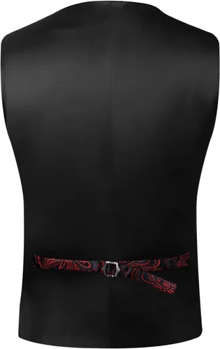 Vista 6 de DiBanGu Chaleco de traje de cachemira para hombre, chaleco jacquard de seda y corbata, chaleco formal de cuello de chal, 7 piezas para fiesta