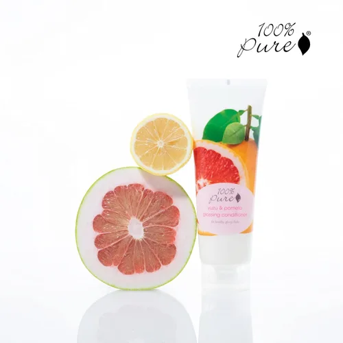 Vista 4 de 100% PURE Yuzu & Pomelo - Acondicionador brillante, revitalizante e hidratante, estimulante de nutrientes del aceite de semilla de lino Kelp