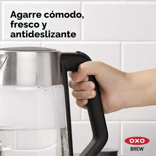 Vista 3 de OXO Hervidor eléctrico de vidrio, inalámbrico, de acero inoxidable