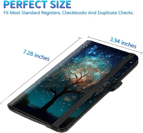 Vista 157 de Funda para chequera para hombres y mujeres, cartera de cuero RFID con ranuras para tarjetas de crédito, soporte de cheques duplicados personales